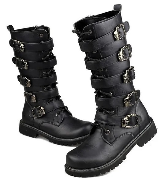 Cool Mens Motorcycle Boots Motorized Shoes Long Range Western Boot Mid-calf Military Combat Boots Go