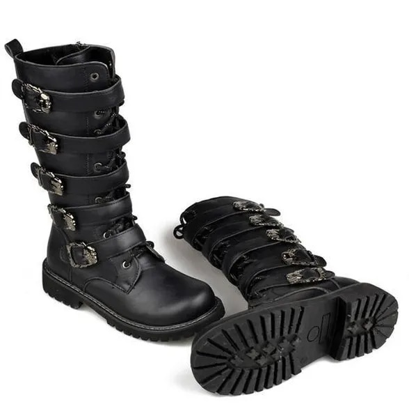 Cool Mens Motorcycle Boots Motorized Shoes Long Range Western Boot Mid-calf Military Combat Boots Go