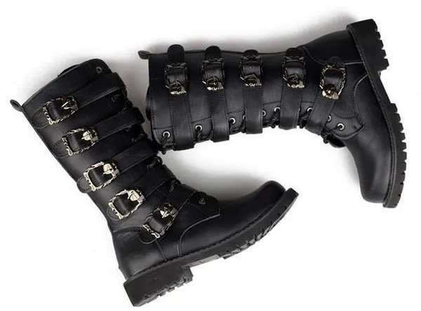 Cool Mens Motorcycle Boots Motorized Shoes Long Range Western Boot Mid-calf Military Combat Boots Go