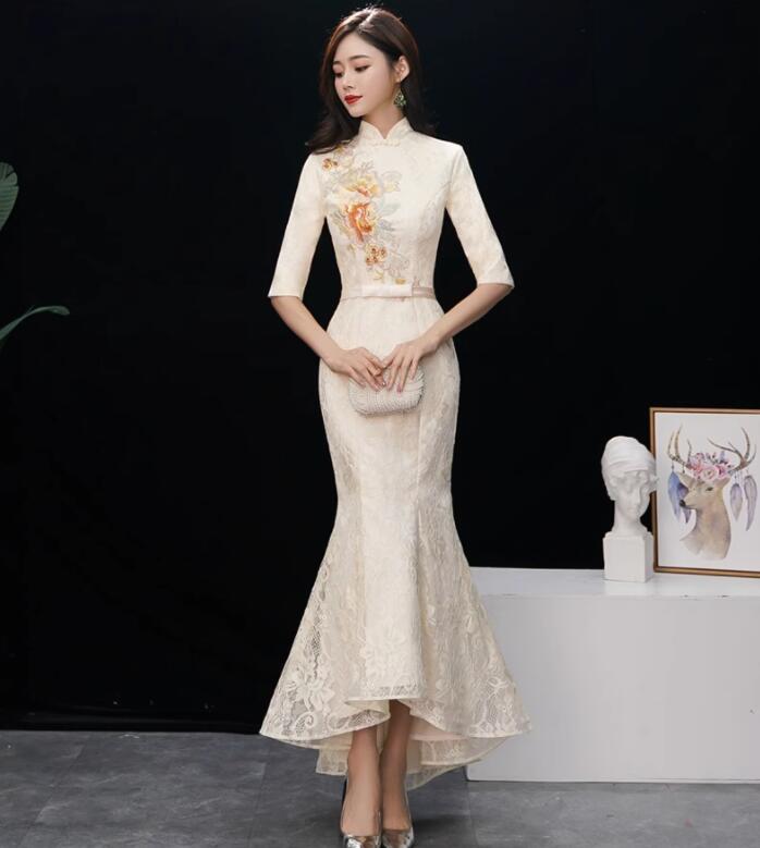 格安販売中レディースドレス 高級感 シャンパン 刺繍 女性 エレガント フィッシュテール 上品 音楽会 演奏会 着やせ 新着 ファスナータイプ ロングワンピース ウェディングドレス パーティー お呼ば 格安販売中レディースドレス 高級感 シャンパン 刺繍 女性 エレガント フィッシュテール 上品 音楽会 演奏会 着やせ 新着 ファスナータイプ ロングワンピース ウェディングドレス パーティー お呼ば