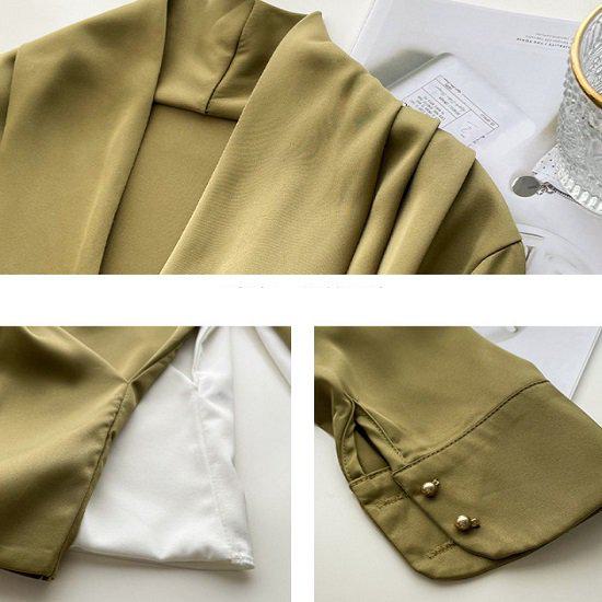 ブラウス レディース 長袖 シフォン オフィス カシュクール 白ブラウス トップス 白 ホワイト グリーン 無地 シンプル M L ショート丈 カシュクールブラウス フォーマル ドレープ Vネック お