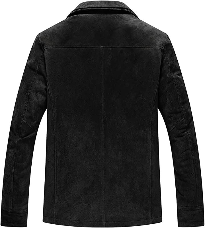 メンズ スエード レザージャケット クラシック 取り外し可能な襟付き アウトドア( ブラック, L) メンズ スエード レザージャケット クラシック 取り外し可能な襟付き アウトドア( ブラック, L)