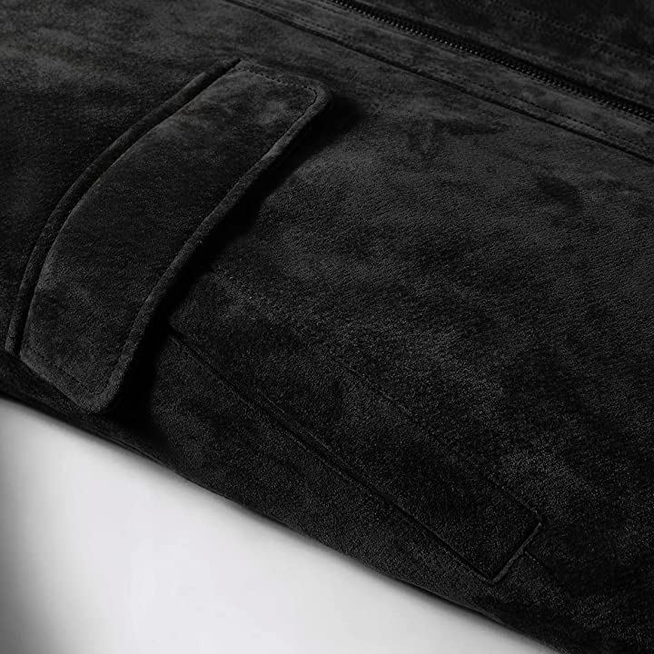 メンズ スエード レザージャケット クラシック 取り外し可能な襟付き アウトドア( ブラック, L) メンズ スエード レザージャケット クラシック 取り外し可能な襟付き アウトドア( ブラック, L)