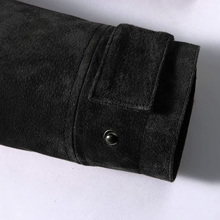 メンズ スエード レザージャケット クラシック 取り外し可能な襟付き アウトドア( ブラック, L) メンズ スエード レザージャケット クラシック 取り外し可能な襟付き アウトドア( ブラック, L)