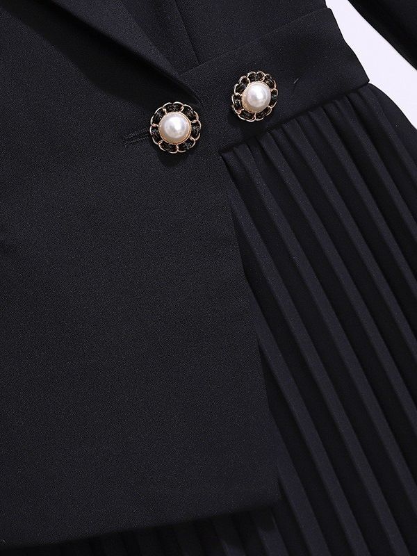 2024新作ワンピース スーツ ウエスト引き締め プリーツ 韓国 ワンピース フェイクレイヤード ドレス パーティードレセット アップス ロングワンピース 卒業式 ママ スーツ 入学式 ママ ス FZ