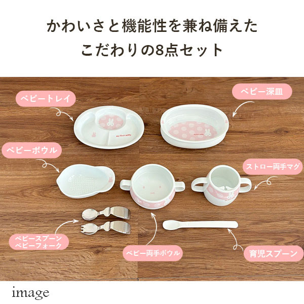 マイファーストミッフィー ベビー食器セット ブルー 8点セット 406751 離乳食初期・中期 日本製 離乳食 食器セット ミッフィー お食い初め 出産祝い astk
