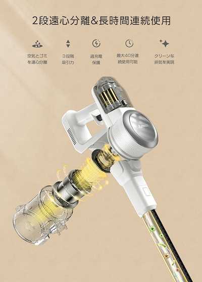 AZMKOO 掃除機 コードレス サイクロン 30Kpa超 低騒音化設計 多重濾過 スティッククリーナー 40分間連続稼働 2WAY 強弱切 AZMKOO 掃除機 コードレス サイクロン 30Kpa超 低騒音化設計 多重濾過