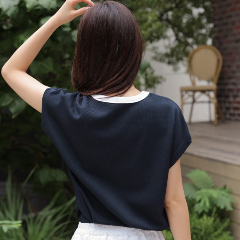 Click & Funny ザハートエンブロイダリーキャップスリーブ T シャツ