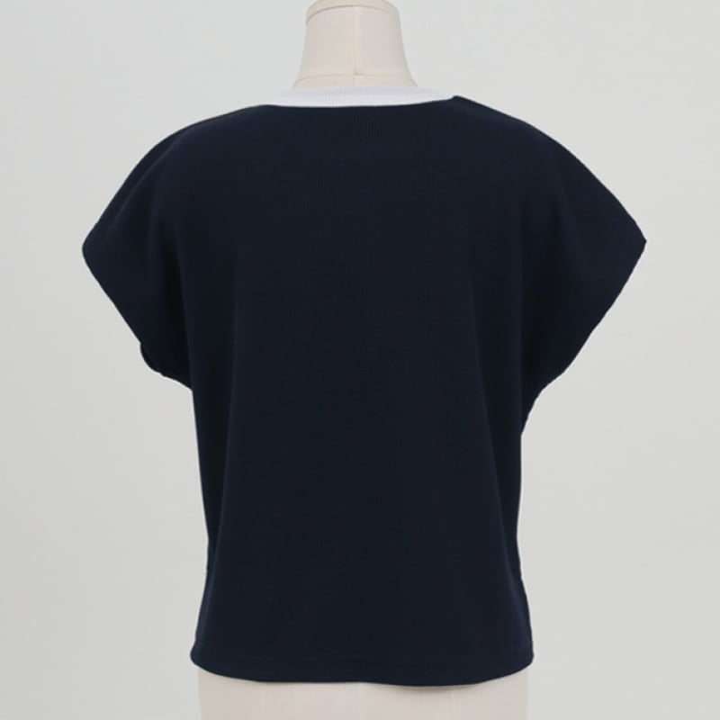 Click & Funny ザハートエンブロイダリーキャップスリーブ T シャツ