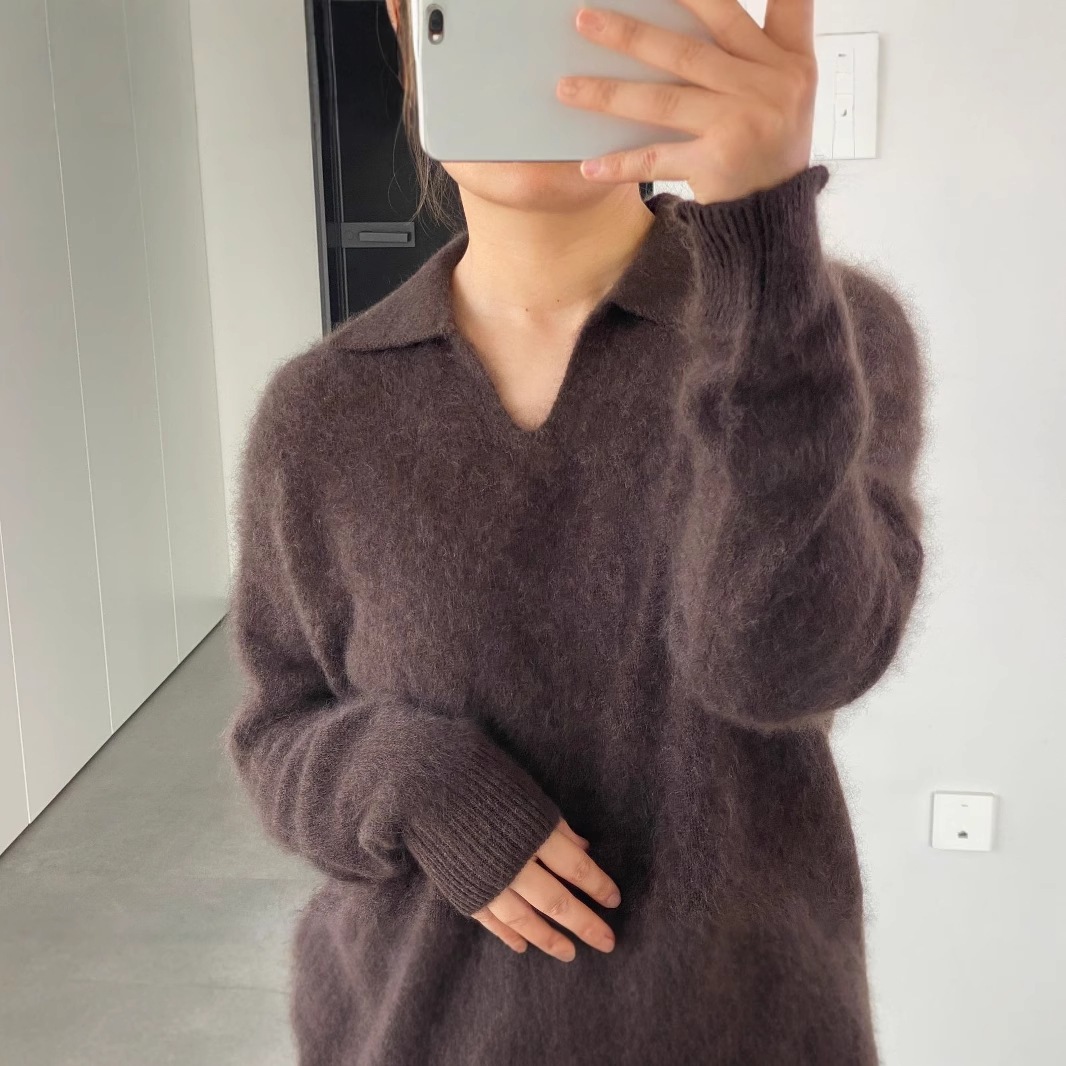 ピュアウール起毛ラペルセーターレディースインポートウォッシュ起毛長袖poシャツc9116 ピュアウール起毛ラペルセーターレディースインポートウォッシュ起毛長袖poシャツc9116