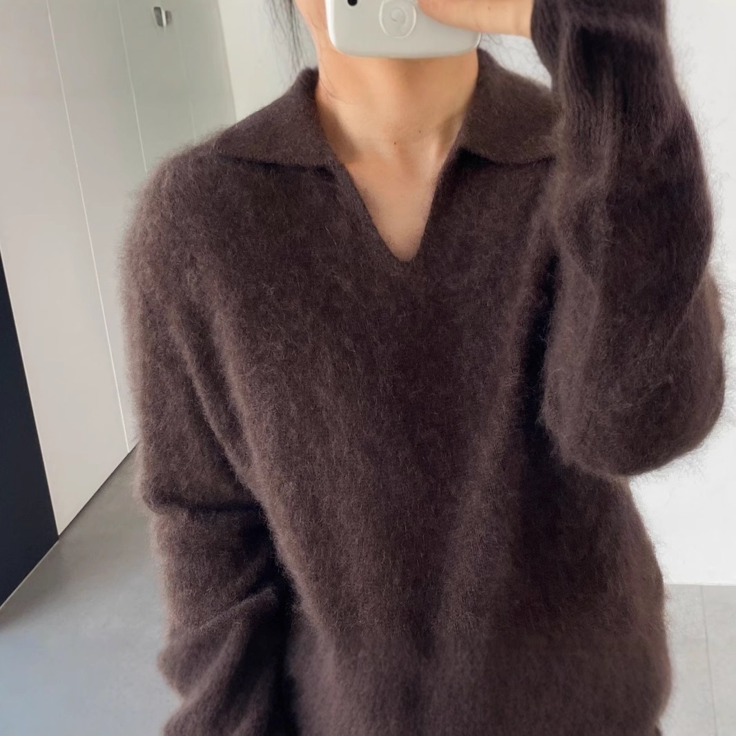 ピュアウール起毛ラペルセーターレディースインポートウォッシュ起毛長袖poシャツc9116 ピュアウール起毛ラペルセーターレディースインポートウォッシュ起毛長袖poシャツc9116