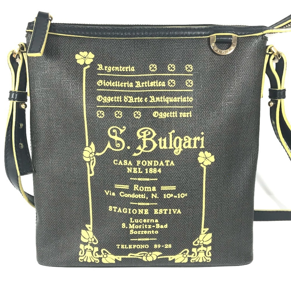 ショルダーバッグ ロゴ S.Bulgari カバン ポシェット 斜め掛け PVC/レザー グレー ショルダーバッグ ロゴ S.Bulgari カバン ポシェット 斜め掛け PVC/レザー グレー