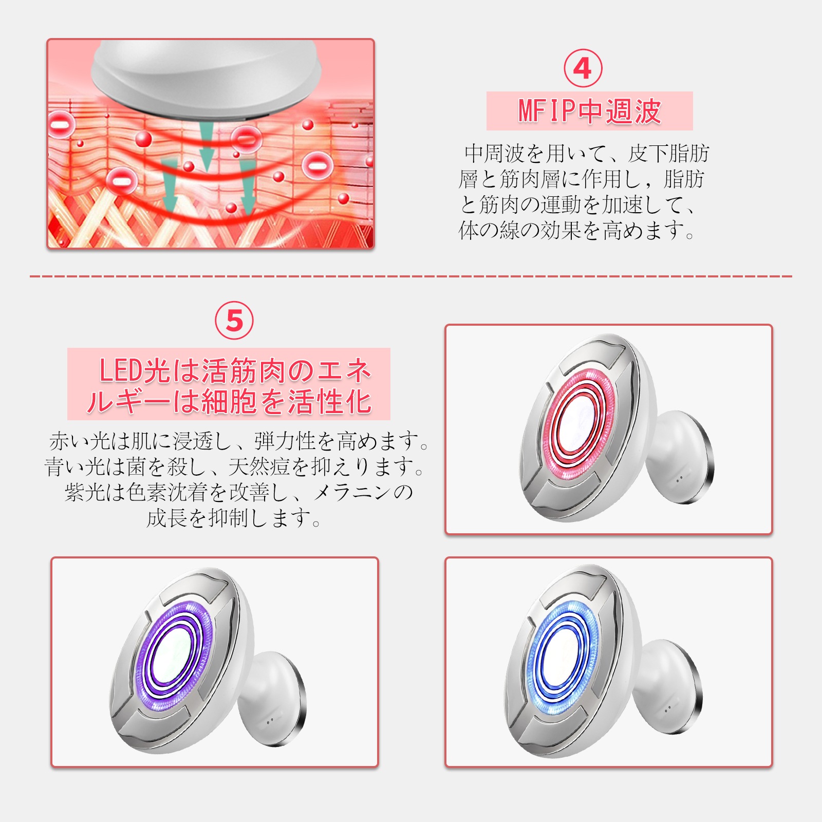 キャビテーション 超音波痩身美顔器 RF LED RF EMS搭載 全身エステ 脂肪燃焼器具