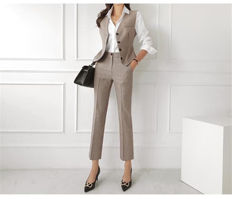 韓国ファッション 2025年秋モデル ウエスト絞り 3点ビジネスセット ジャケットベストパンツ 韓国ファッション 2025年秋モデル ウエスト絞り 3点ビジネスセット ジャケットベストパンツ