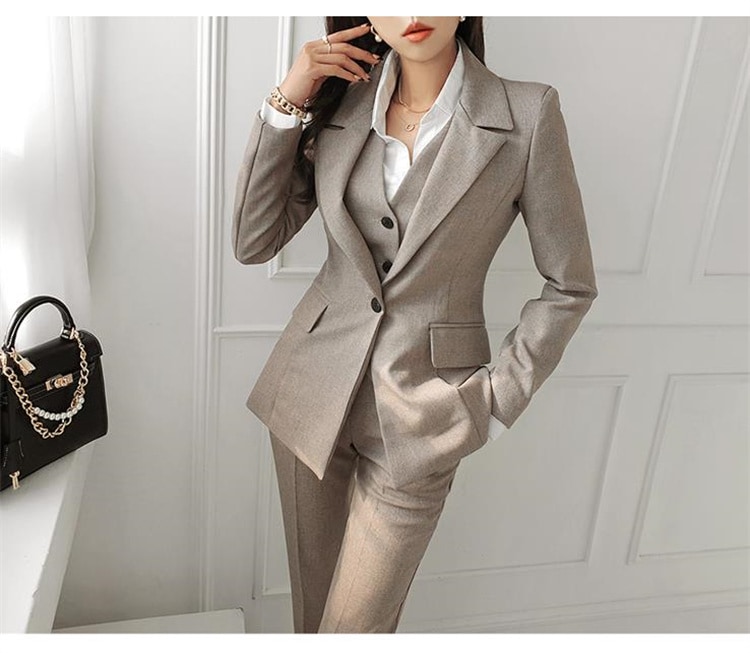 韓国ファッション 2025年秋モデル ウエスト絞り 3点ビジネスセット ジャケットベストパンツ 韓国ファッション 2025年秋モデル ウエスト絞り 3点ビジネスセット ジャケットベストパンツ