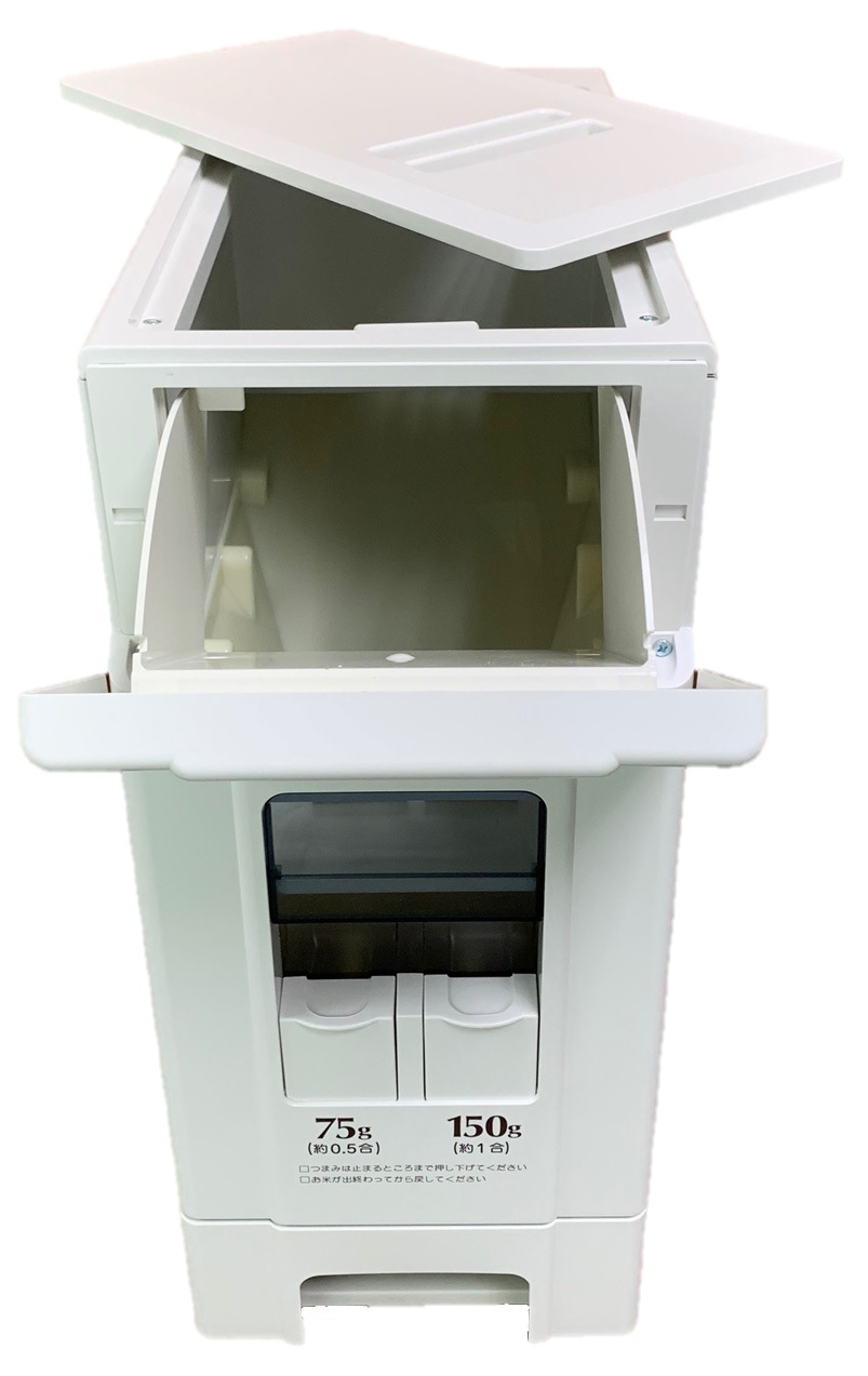幅19cm 10kg用米びつ コンパクトライスディスペンサー ホワイト(12kg収納 0.5号計量) 幅19cm 10kg用米びつ コンパクトライスディスペンサー ホワイト(12kg収納 0.5号計量)