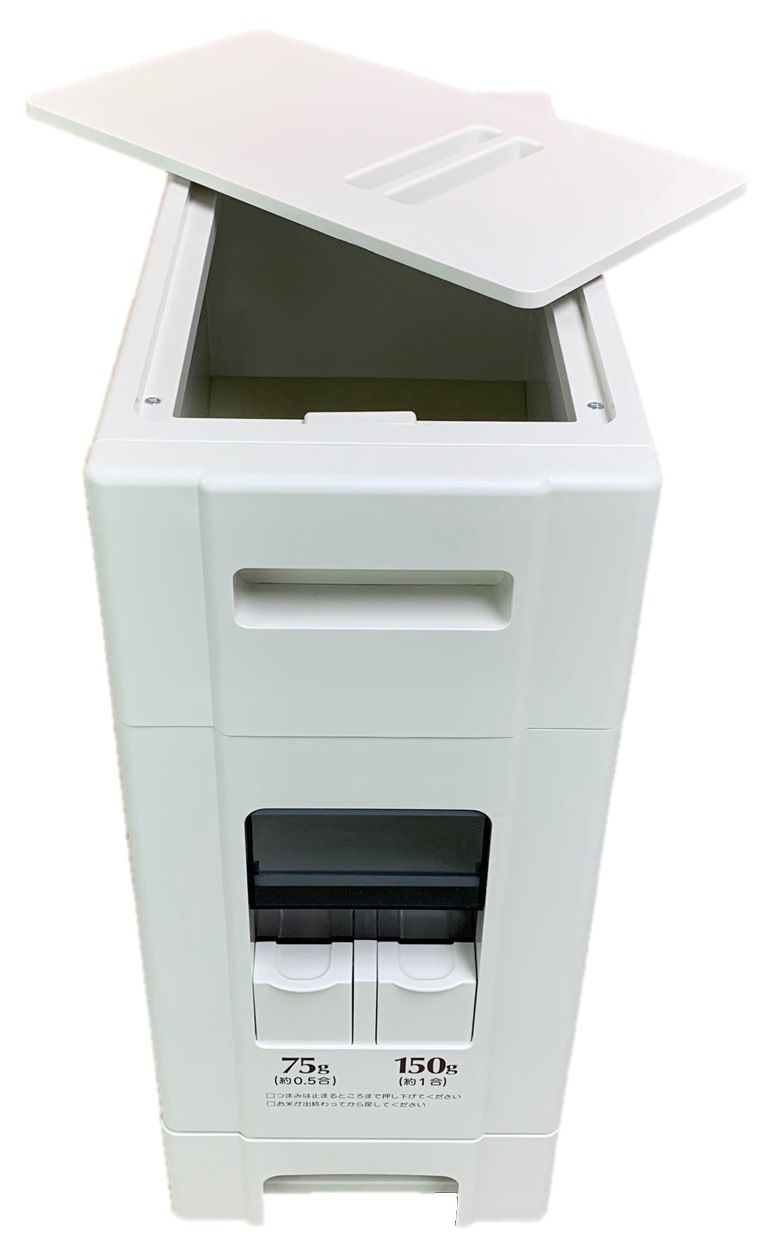 幅19cm 10kg用米びつ コンパクトライスディスペンサー ホワイト(12kg収納 0.5号計量) 幅19cm 10kg用米びつ コンパクトライスディスペンサー ホワイト(12kg収納 0.5号計量)