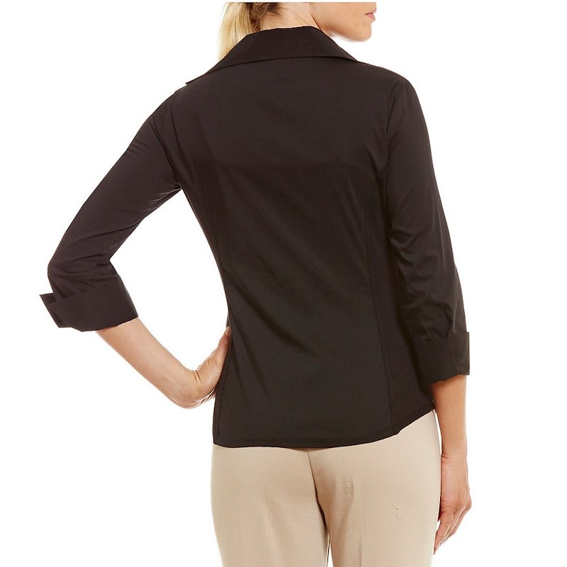インベストメンツ レディース トップス ブラウス・シャツ【Investments Petites Button Front Pintuck Blouse】Black インベストメンツ レディース トップス ブラウス・シャツ【Investments Petites Button Front Pintuck Blouse】Black