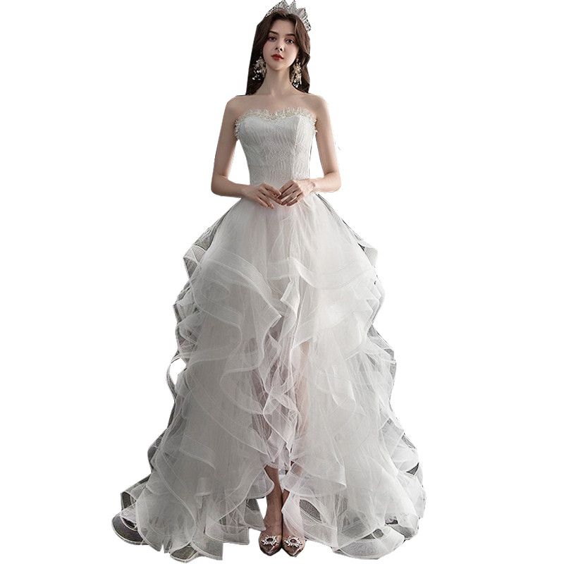 2025夏秋ショート 前後ロング 小さいトレーリングメイン ウエディングドレス 成人式 学生 ケーキショートスカート 2025夏秋ショート 前後ロング 小さいトレーリングメイン ウエディングドレス 成人式 学生 ケーキショートスカート