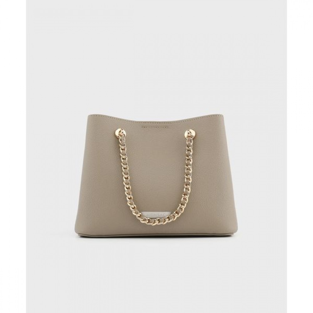 [モナサック] モナックカメリー牛革チェーンショルダーバッググレー AL28-2813-GA