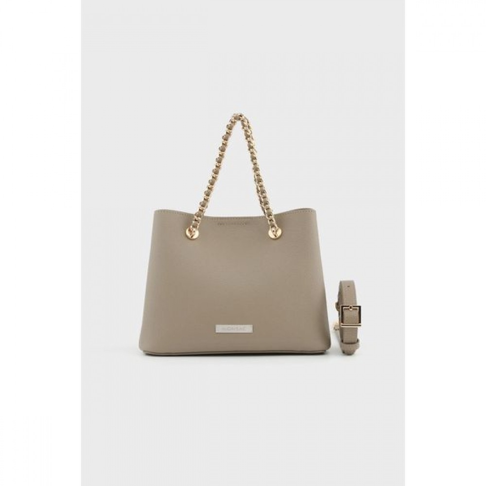 [モナサック] モナックカメリー牛革チェーンショルダーバッググレー AL28-2813-GA