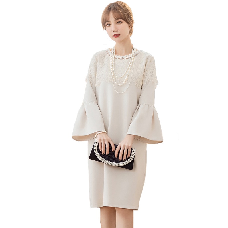 【CY.上品】 ワンピース レース シフォン フリル 七分袖 ドレス 卒業式 卒園式 入学式 入園式 30 40 50代 フォーマル パーティードレス 演奏会 結婚式 お呼ばれ