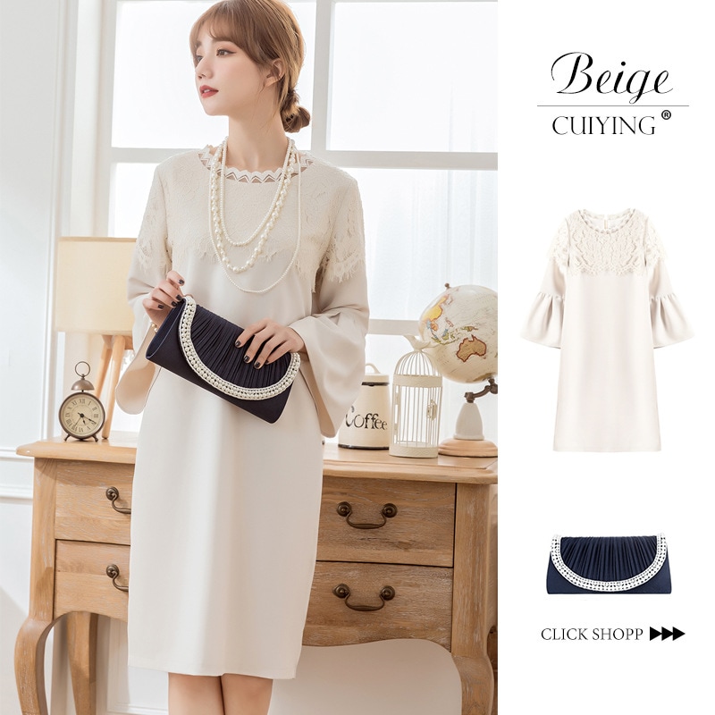 【CY.上品】 ワンピース レース シフォン フリル 七分袖 ドレス 卒業式 卒園式 入学式 入園式 30 40 50代 フォーマル パーティードレス 演奏会 結婚式 お呼ばれ
