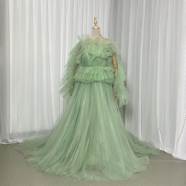 カラードレス ミントグリーンドレス ロングスリーブ ファスナー シワ 花嫁 レイヤードドレス 華やかなトレーン カラードレス ミントグリーンドレス ロングスリーブ ファスナー シワ 花嫁 レイヤードドレス 華やかなトレーン