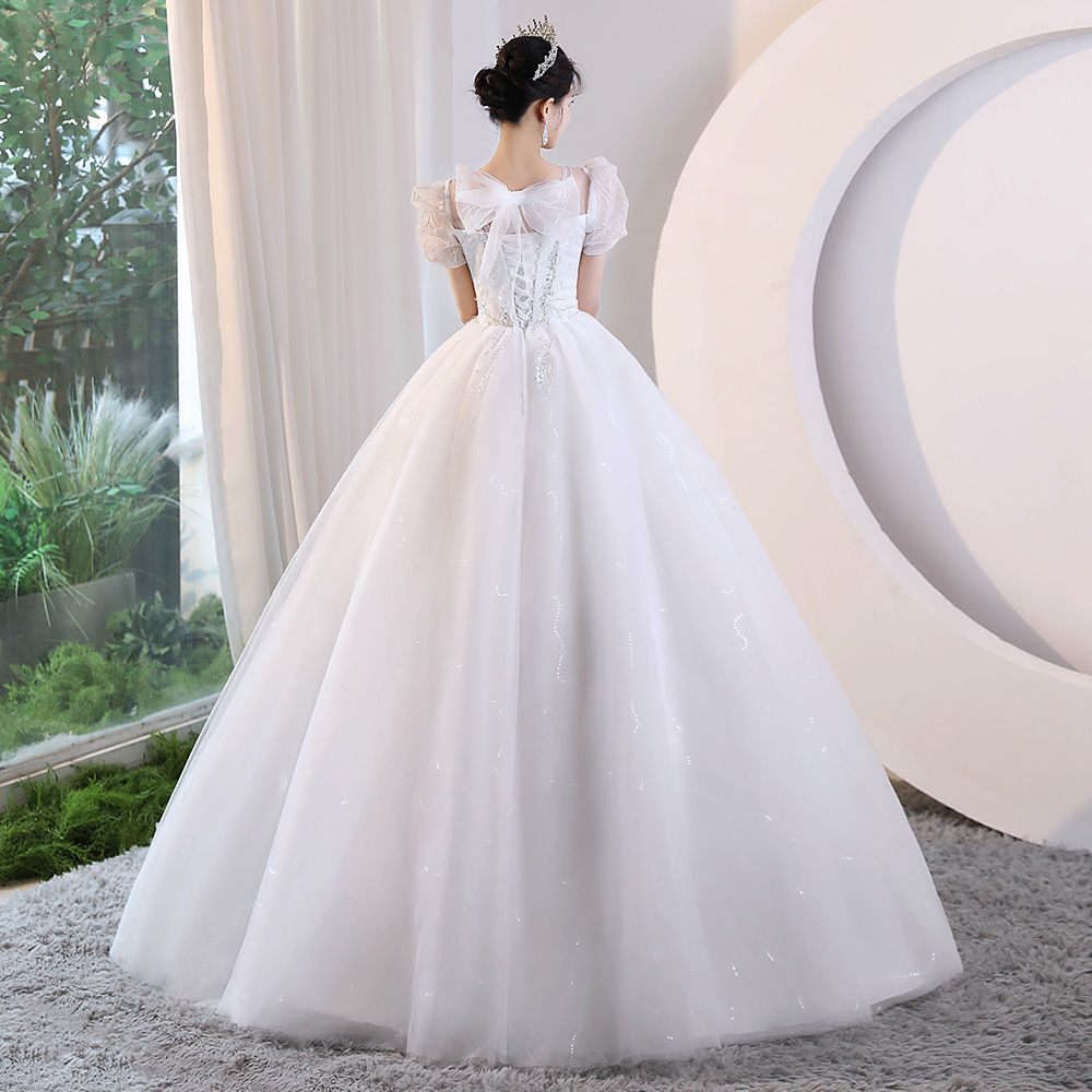 【2枚購入で 3oo円OFF！】ライトウェディングドレス 2025 夏ブライダルガール小さなシンドレス旅行写真ウェディングドレス