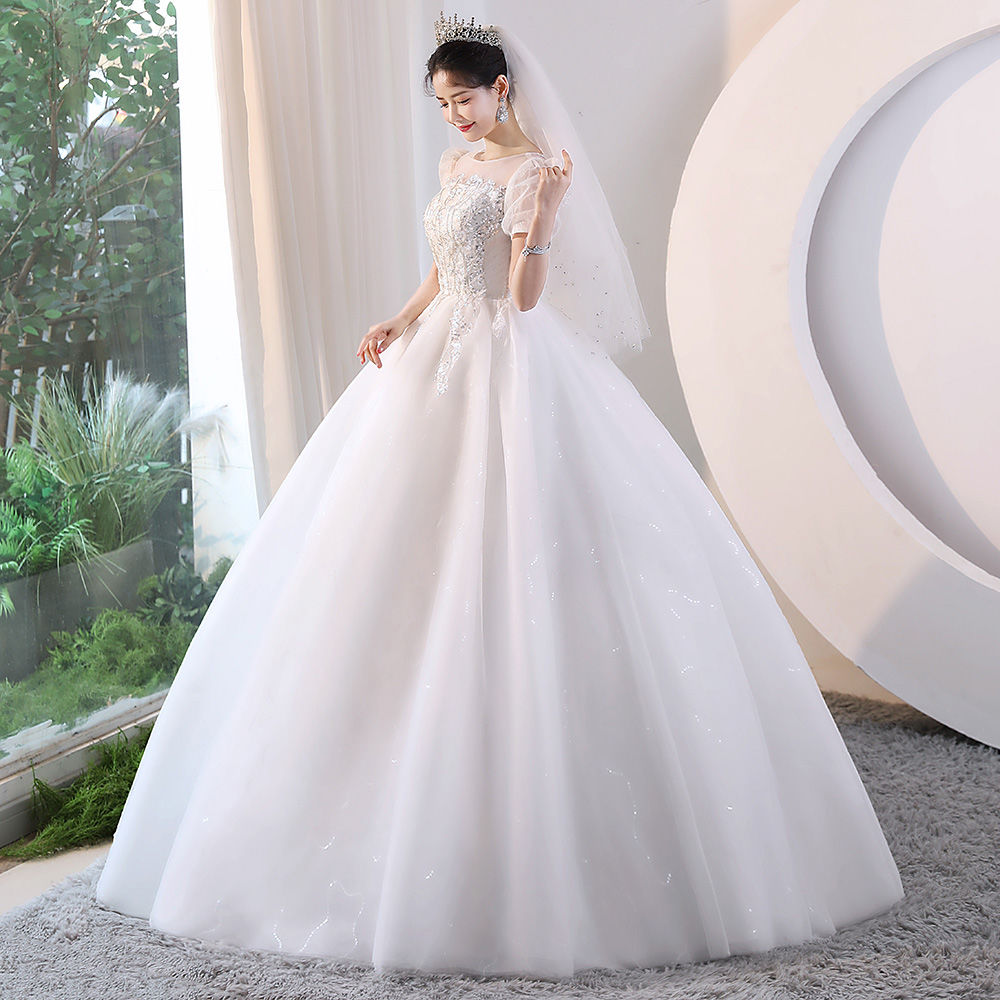 【2枚購入で 3oo円OFF！】ライトウェディングドレス 2025 夏ブライダルガール小さなシンドレス旅行写真ウェディングドレス