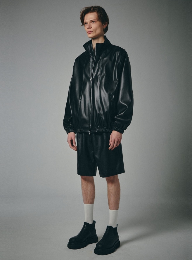 [SPERONE] Fox Leather Curved Panel Jacket