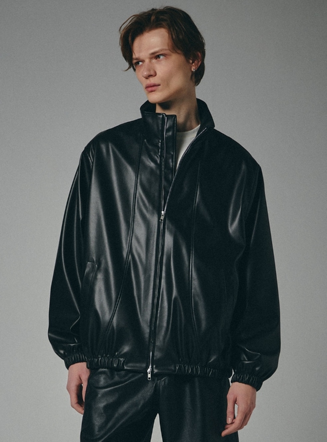 [SPERONE] Fox Leather Curved Panel Jacket