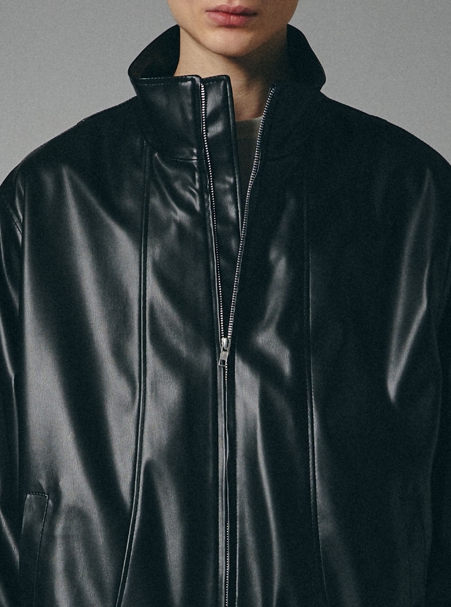 [SPERONE] Fox Leather Curved Panel Jacket