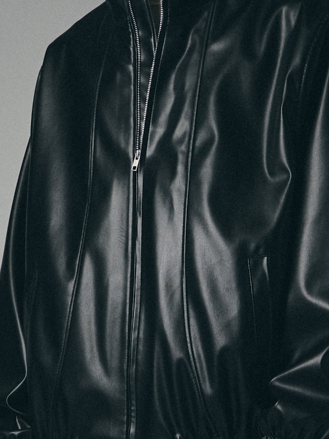 [SPERONE] Fox Leather Curved Panel Jacket
