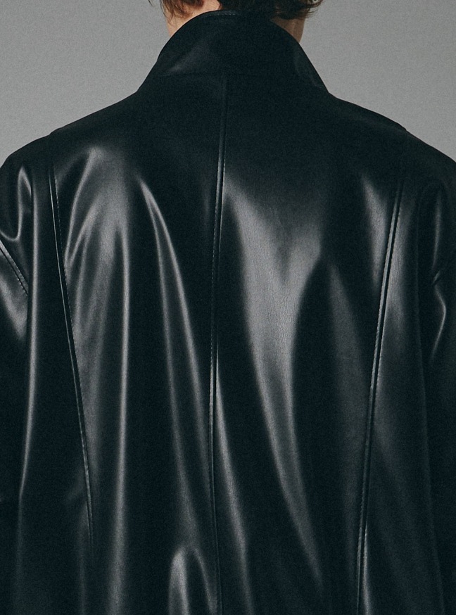 [SPERONE] Fox Leather Curved Panel Jacket
