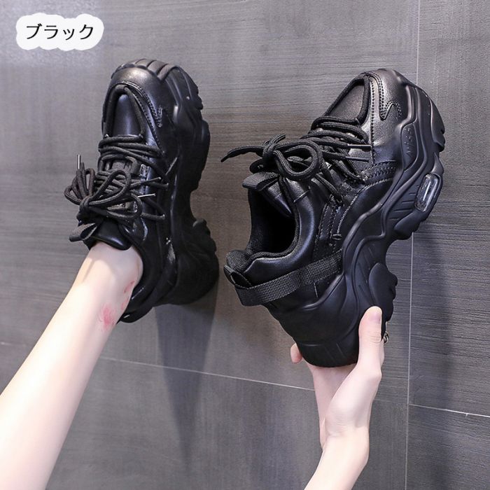 ダッドスニーカー レディース 春 秋 滑り止め 軽量 厚底ニーカー インヒール 身長アップ カジュアル おしゃれ 通学靴 通勤靴 美脚 スニーカー 厚底 幅広 ブーツ レースアップ 女性用 ショートブ