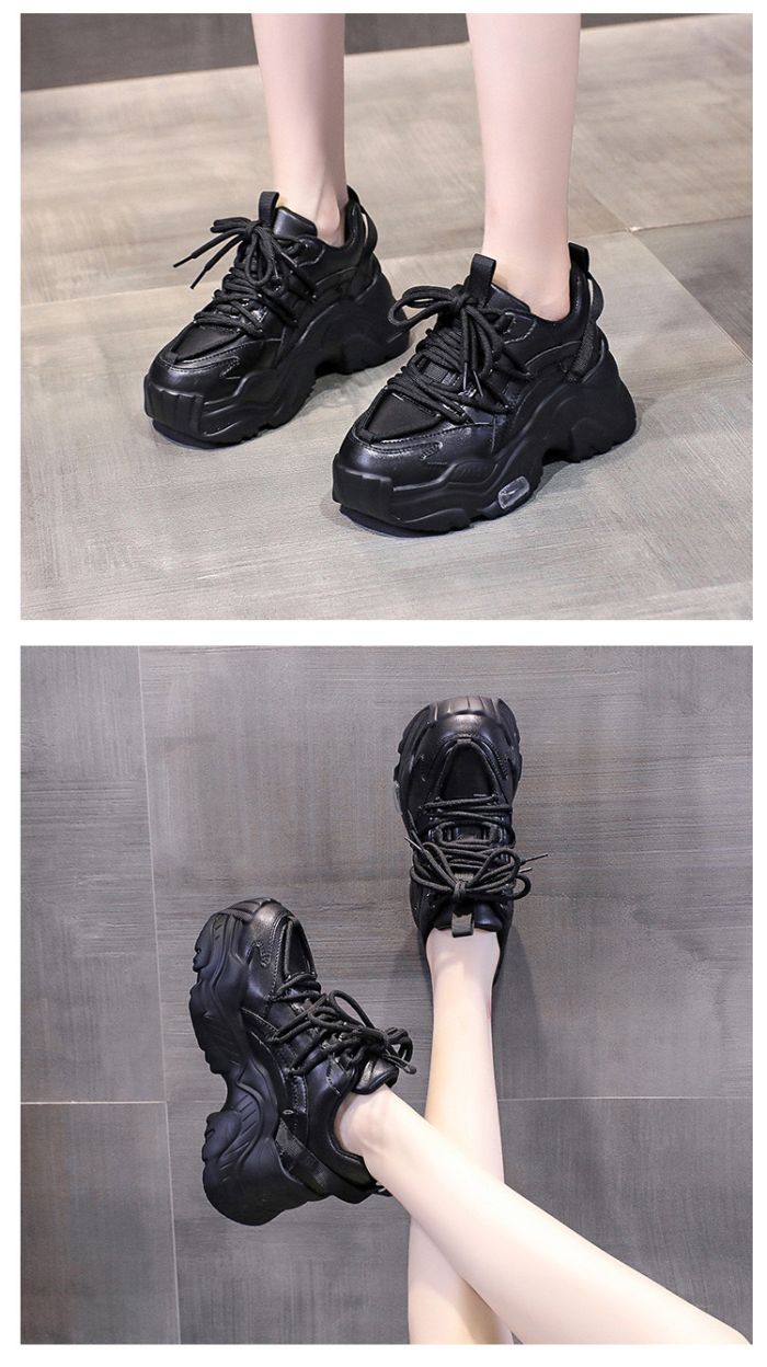 ダッドスニーカー レディース 春 秋 滑り止め 軽量 厚底ニーカー インヒール 身長アップ カジュアル おしゃれ 通学靴 通勤靴 美脚 スニーカー 厚底 幅広 ブーツ レースアップ 女性用 ショートブ