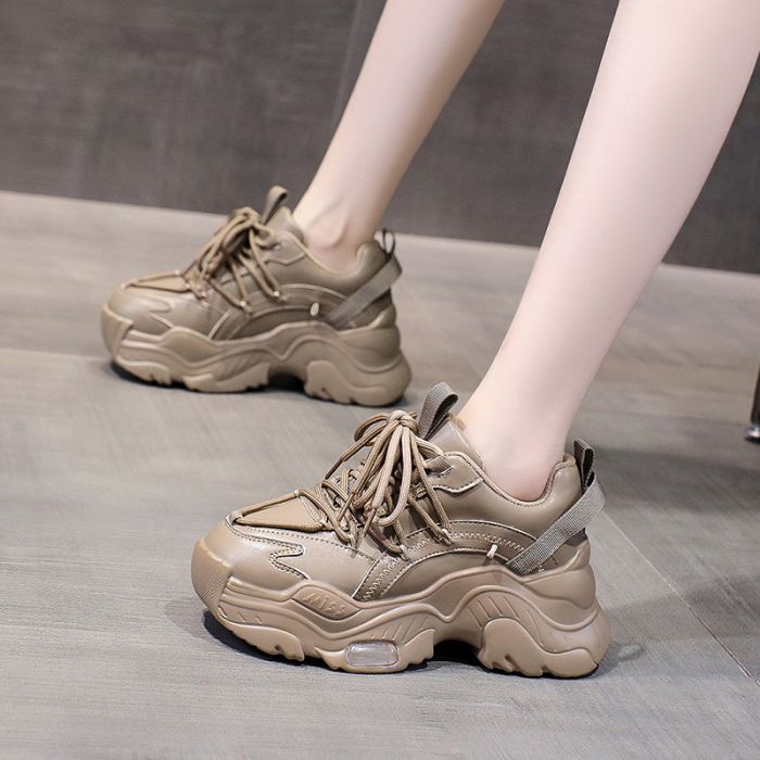 ダッドスニーカー レディース 春 秋 滑り止め 軽量 厚底ニーカー インヒール 身長アップ カジュアル おしゃれ 通学靴 通勤靴 美脚 スニーカー 厚底 幅広 ブーツ レースアップ 女性用 ショートブ