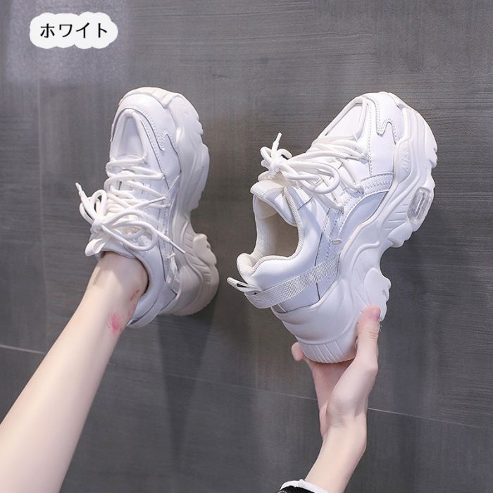 ダッドスニーカー レディース 春 秋 滑り止め 軽量 厚底ニーカー インヒール 身長アップ カジュアル おしゃれ 通学靴 通勤靴 美脚 スニーカー 厚底 幅広 ブーツ レースアップ 女性用 ショートブ