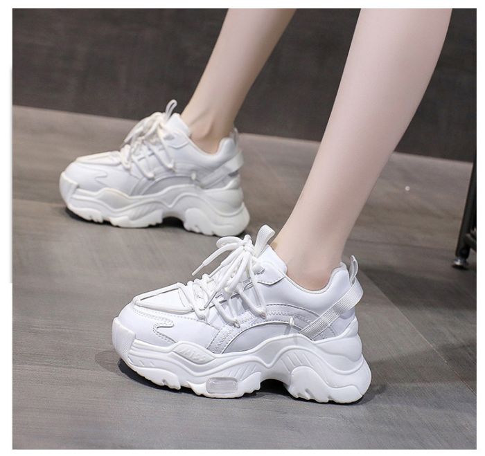 ダッドスニーカー レディース 春 秋 滑り止め 軽量 厚底ニーカー インヒール 身長アップ カジュアル おしゃれ 通学靴 通勤靴 美脚 スニーカー 厚底 幅広 ブーツ レースアップ 女性用 ショートブ