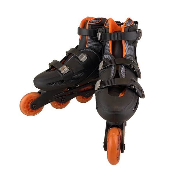 インラインスケート/ローラースケート [オレンジ] 2427cm 4段階サイズ調整可能