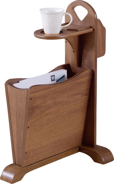 トムテ サイドテーブル TAC-252WAL 収納 リビング テーブル マガジンラック ドリンクホルダー ウォルナット 天然木 ナイトテーブル インテリア コンパクト