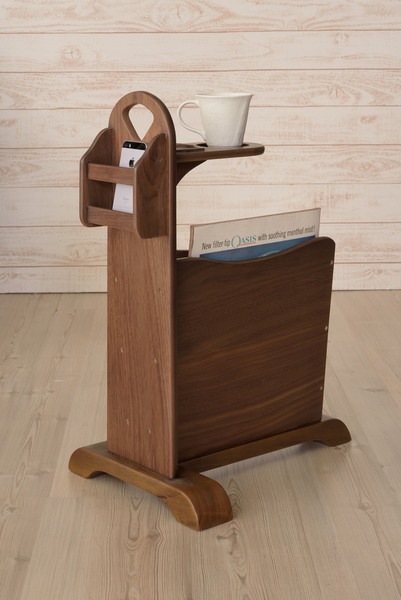 トムテ サイドテーブル TAC-252WAL 収納 リビング テーブル マガジンラック ドリンクホルダー ウォルナット 天然木 ナイトテーブル インテリア コンパクト