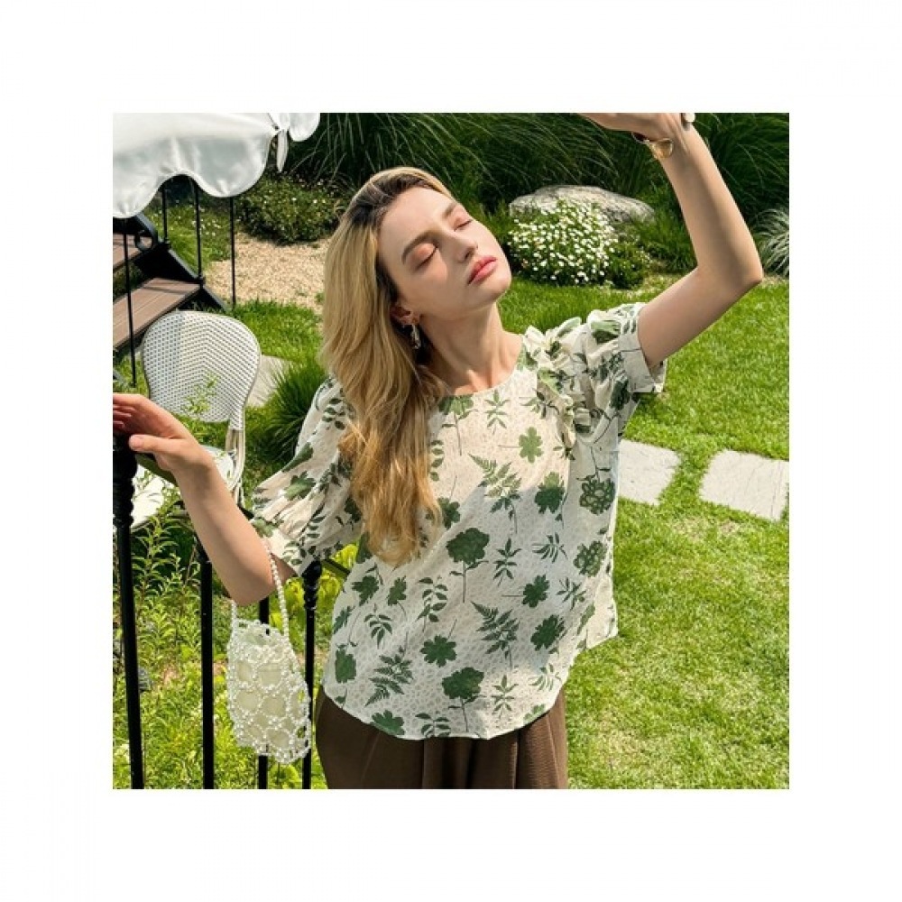 【マックスカルティッジオ】フラワープリントカラーバックリボンブラウス 【マックスカルティッジオ】フラワープリントカラーバックリボンブラウス