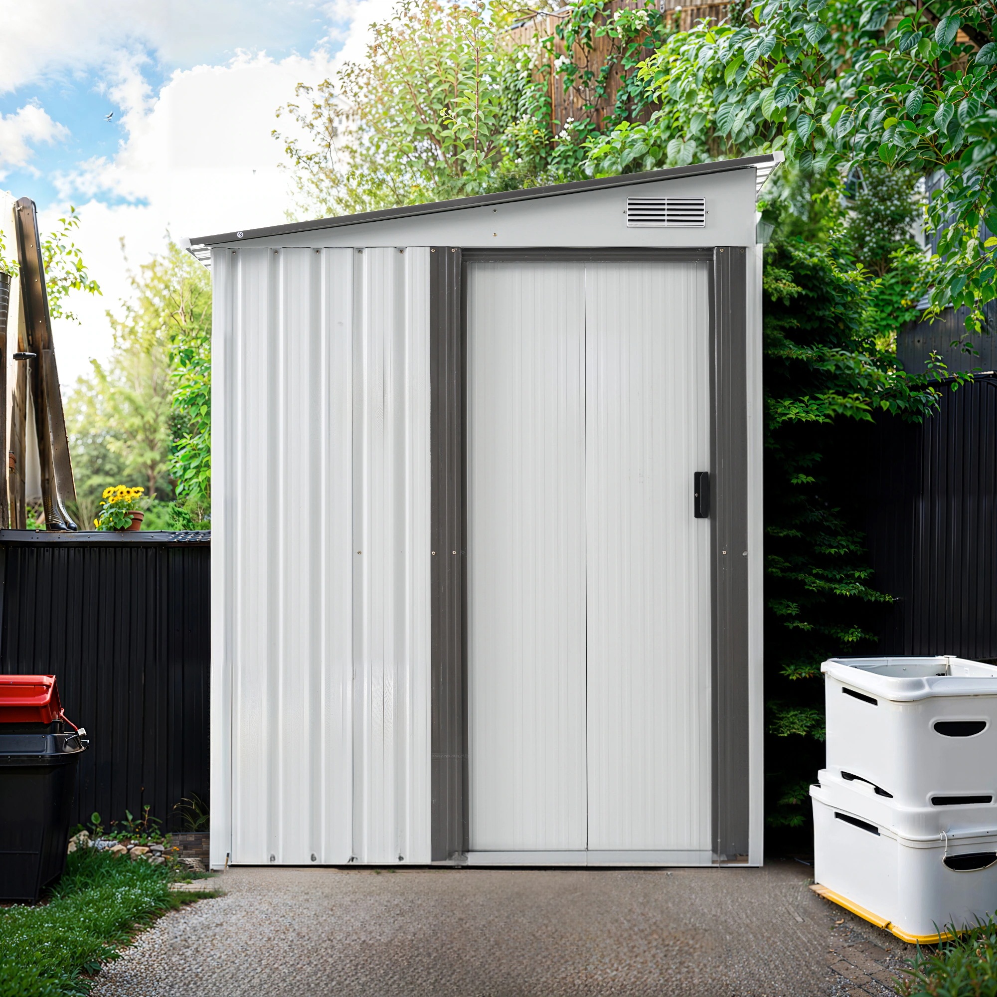 1861【可動棚付き】物置 屋外 スチール 倉庫 戸外収納庫 幅153*奥行き206*高181 可動棚付き 物置き おしゃれ 大型 収納庫 屋外物置 防さび ベランダ 防水 ドア 引戸 スチール物置 1861【可動棚付き】物置 屋外 スチール 倉庫 戸外収納庫 幅153*奥行き206*高181 可動棚付き 物置き おしゃれ 大型 収納庫 屋外物置 防さび ベランダ 防水 ドア 引戸 スチール物置