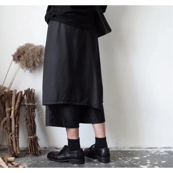 ワイドパンツ スカート風 メンズ 袴パンツ 個性的 ズボン ストリート 原宿ファッション 7分丈 バンド ロック mdprevattcaulkingandwaterproofing.com