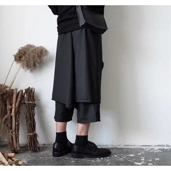 ワイドパンツ スカート風 メンズ 袴パンツ 個性的 ズボン ストリート 原宿ファッション 7分丈 バンド ロック mdprevattcaulkingandwaterproofing.com
