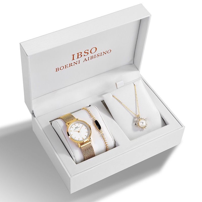 Ibso 2021新品セット真珠ネックレス新品ブレスレット腕時計気質百合腕時計量が大きい