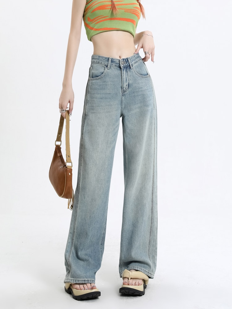 ジーンズ女性新作洋ナシ体型パンツニッチデザインセンスビッグサイズ女性脂肪mm薄型ワイドパンツ ジーンズ女性新作洋ナシ体型パンツニッチデザインセンスビッグサイズ女性脂肪mm薄型ワイドパンツ