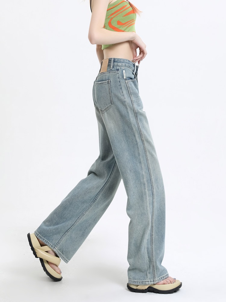 ジーンズ女性新作洋ナシ体型パンツニッチデザインセンスビッグサイズ女性脂肪mm薄型ワイドパンツ ジーンズ女性新作洋ナシ体型パンツニッチデザインセンスビッグサイズ女性脂肪mm薄型ワイドパンツ